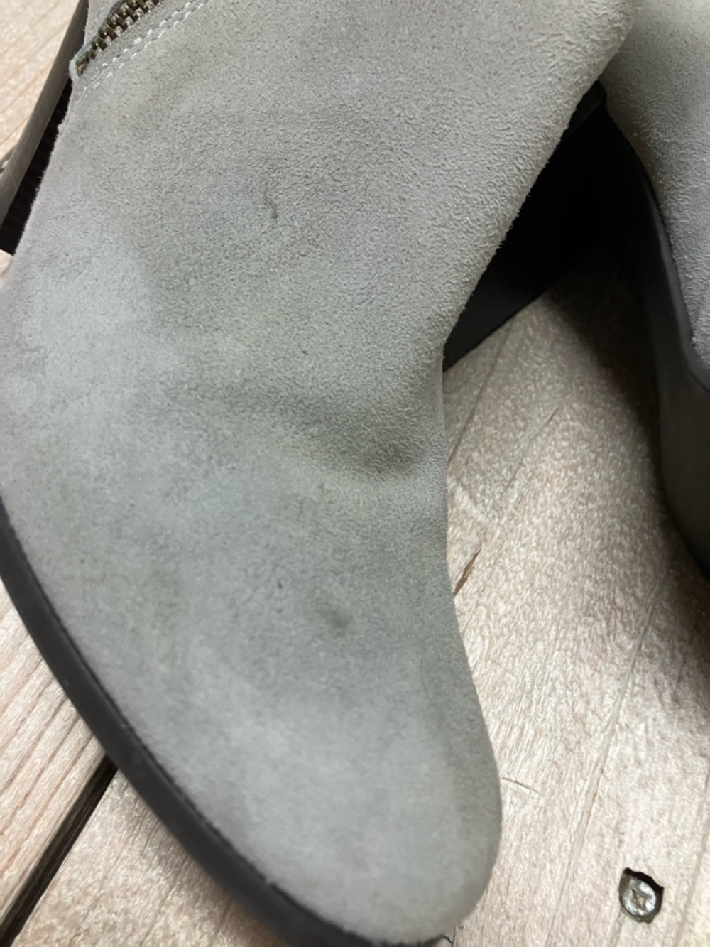 Cole Haan Gray Suede Ankle Booties with Block Heel - Picture 5 of 9